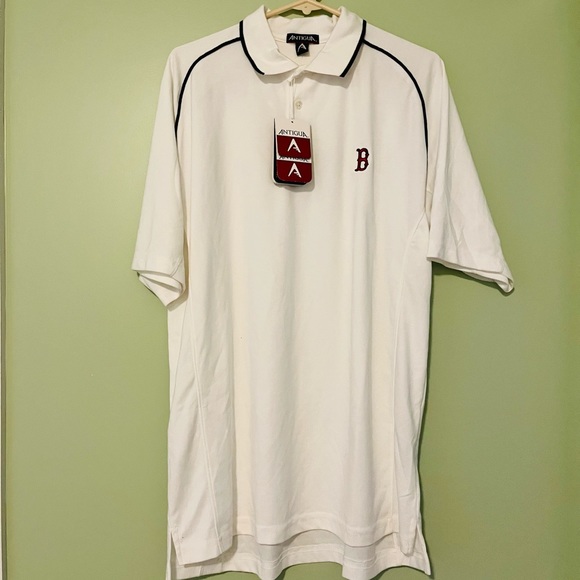 Boston Red Sox White Polo Shirt Antigua MLB Genuine Merchandise Size Large Dry - Picture 2 of 7